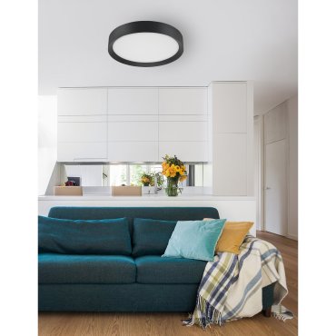 Nova Luce Luton - plafondverlichting - Ø 55 x 8,5 cm - 47W LED incl. - zand zwart en mat wit