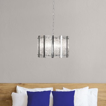 Searchlight Alexandra - hanglamp - Ø 39 x 150 cm - satijn zilver