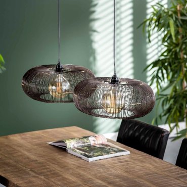 Vico Disk Wire - hanglamp - 102 x 43 x 150 cm - zwart nikkel