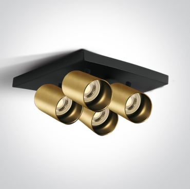 ONE Light Retro GU10 Spots - opbouwspot 4L - 25,5 x 25,5 x 10 cm - geborsteld messing
