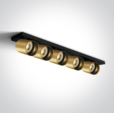 ONE Light Retro GU10 Spots - opbouwspot 5L - 65 x 7 x 10 cm - geborsteld messing