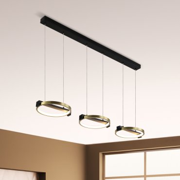 Searchlight Aerial - hanglamp - 106 x 150 cm - 35W dimbare LED incl. - zwart en goud