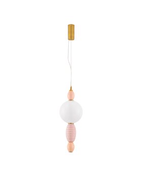 Nova Luce Obrie - hanglamp - Ø 20 x 180 cm - 12W LED incl. - messing goud, oranje en roze