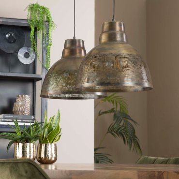 Vico Screen - hanglamp - 95 x 38 x 150 cm - brons antiek
