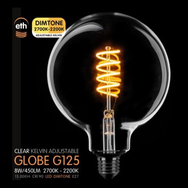 ETH LED Spiral Globe - Ø 12,5 cm - E27 - dimtone - 6W - 2700K tot 2200K - transparant