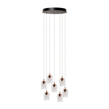 Lucide Berliane - hanglamp - Ø 39 x 164,5 cm - 7 x 3,8W dimbare LED incl. - transparant en goud