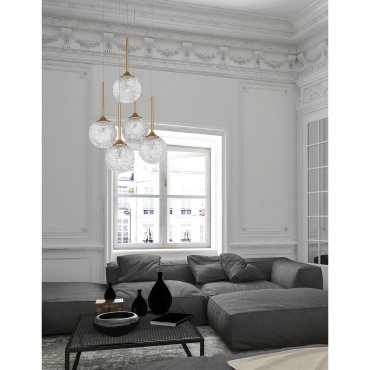Nova Luce Mirano - hanglamp - Ø 42 x 180 cm - messing goud en transparant