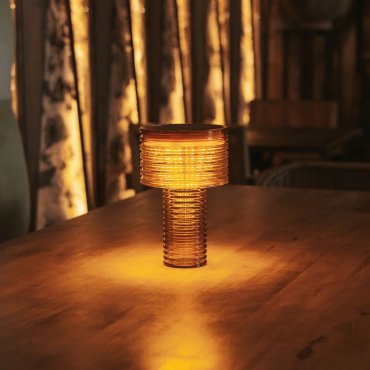 New Garden Amber - oplaadbare tafellamp op zonne-energie - Ø 16 x 25 cm - 3,6W LED incl. - 3 stappen dimmer - IP44 - amber