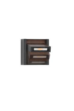 Nova Luce Kioo - buiten wandverlichting - 14 x 14 x 8 cm - 10W LED incl. - IP65 - zandzwart en hout
