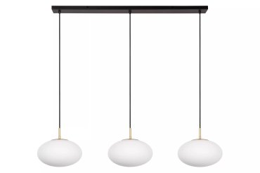 Lucide Elysee - hanglamp - 130 x 30 x 150 cm - zwart, opaal en messing