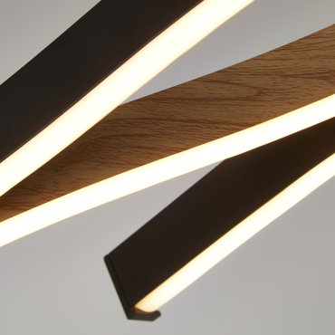 Searchlight Bloom - hanglamp - 108 x 150 cm - 3 stappen dimbaar - 38W LED incl. - zwart en hout