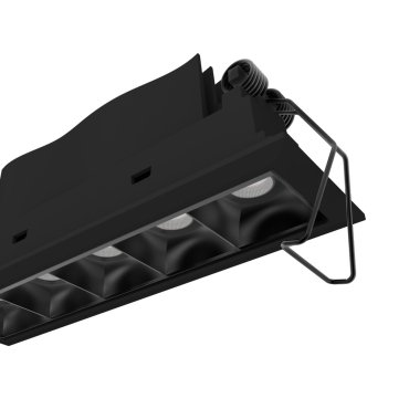 Nova Luce Swan - inbouwspot - 150 x 45 mm, 142 x 40 mm inbouwmaat - 5 x 2W LED incl. - IP32 - zwart