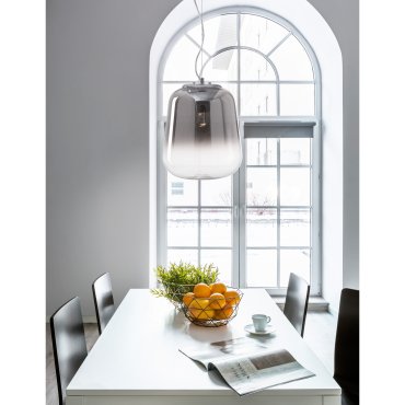 Nova Luce Oliverio - hanglamp - Ø 45 x 120 cm - gerookt glas en chroom