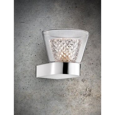 Nova Luce Boccale - wandverlichting - 12,6 x 12 x 10,3 cm - 33W halogeen incl. - chroom en transparant