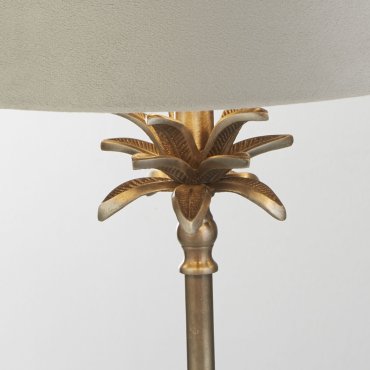 Searchlight Palm - tafellamp - Ø 38 x 65 cm - antiek nikkel en grijs