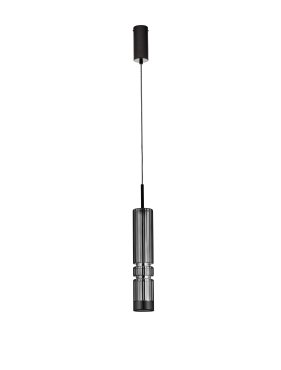 Nova Luce Bento - hanglamp - Ø 8 x 180 cm - 12W LED incl. - mat zwart en licht rokerig grijs