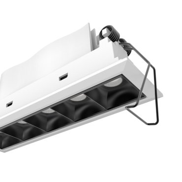 Nova Luce Swan - inbouwspot - 150 x 45 mm, 142 x 40 mm inbouwmaat - 5 x 2W LED incl. - IP32 - wit en zwart