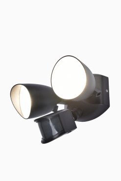 Lutec Shrimp - buiten wandverlichting met bewegingsmelder - 17,7 x 27,2 x 16,8 cm - 23,5W LED incl. - IP54 - zwart