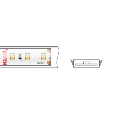 Klus LED strip - 1cm breed, 500cm lengte - 24Vdc - dimbaar - 14,4W LED per meter - 140 LEDs per meter - IP65
