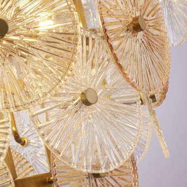 Searchlight Wagon - hanglamp - Ø 64 x 150 cm - goud, transparant en amber