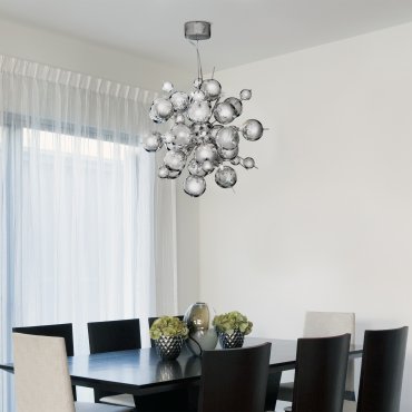 Searchlight Molecule - hanglamp - Ø 53 x 130 cm - chroom