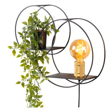 Lucide Circle - wandverlichting - 43 x 14 x 38 cm - zwart en goud