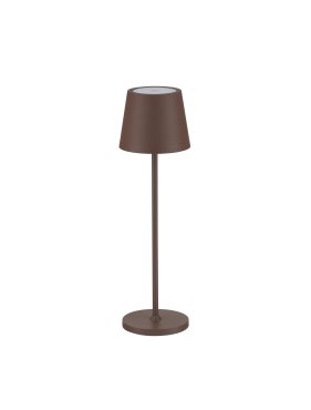 Nova Luce Seina - oplaadbare tafellamp - Ø 11,4 x 39,5 cm - 2W dimbare LED incl. - IP54 - corten