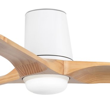 Faro Heywood Tub S - plafondventilator met licht - Ø 90 - mat wit en pino