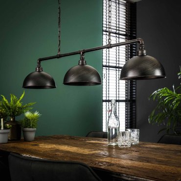 Vico Industrial Tube - hanglamp met kap 3L - 118 x 26 x 150 cm - zwart