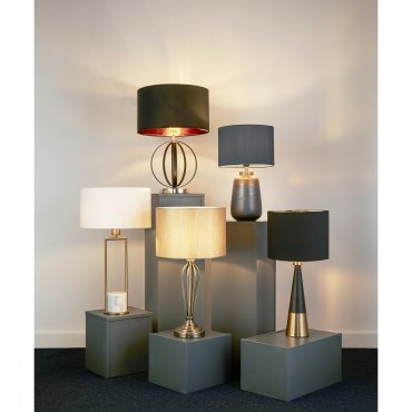 SHOWROOMMODEL - Searchlight - tafellamp - Ø 35 x 62 cm - wit en goud