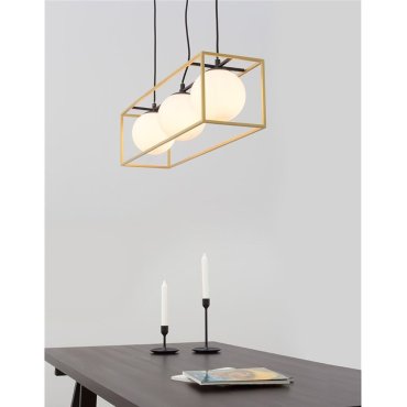 Nova Luce Juliet - hanglamp - 70 x 18 x 120 cm - messing en wit