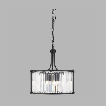 Searchlight Victoria - hanglamp - Ø 50 x 150 cm - mat zwart en transparant