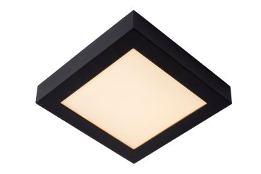 Lucide Brice-Led - plafondverlichting - 22 x 22 x 3,9 cm - 22W dimbare LED incl. - IP44 - zwart