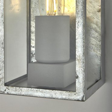 Searchlight Box II - buiten wandlamp - 11 x 11 x 24 cm - IP44 - gegalvaniseerd zilver