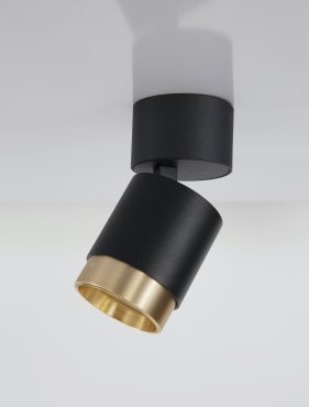 Nova Luce Spectre - opbouwspot - Ø 5,5 x 11 cm - 5W led incl. - zwart/goud