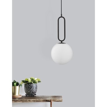 Nova Luce Grus - hanglamp - Ø 20 x 120 cm - mat zwart en opaal