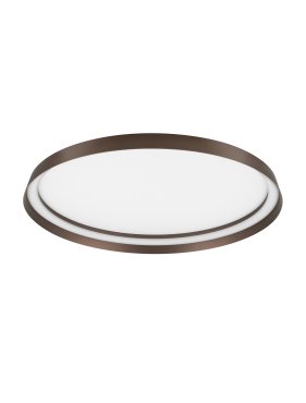 Nova Luce Ormi - plafondlamp - Ø 60 x 7 cm - 48W dimbare LED incl. - geborsteld koffiebruin