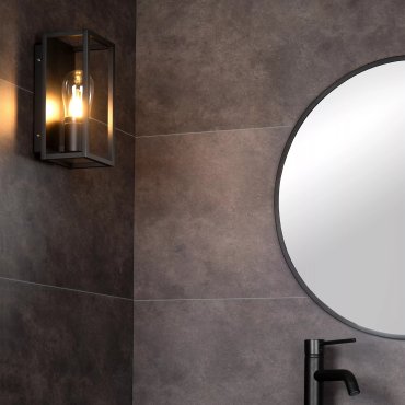 Lucide Carlyn - wandverlichting - 12,6 x 12,5 x 25 cm - IP54 - zwart