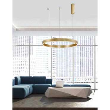 Nova Luce Motif - hanglamp - Ø 80 x 120 cm - 48W dimbare LED incl. - messing goud
