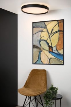Lucide Nuria - plafondverlichting - Ø 50 x 7,5 cm - 36W LED incl. - 3 stappen dimbaar - zwart
