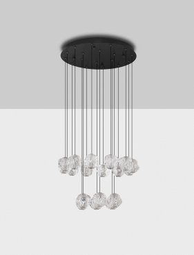 Nova Luce Ifos - hanglamp - Ø 60 x 210 cm - 87W dimbare LED incl. - zandzwart en chroomkleurig metaal