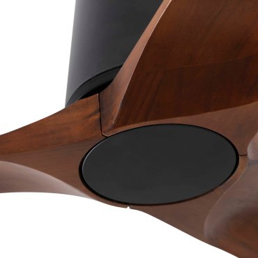 Faro Heywood Tub S - plafondventilator - Ø 90 cm - mat zwart en donker walnoot