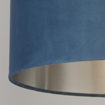 Searchlight Velvet Drum - lampenkap - Ø 38 x 22 cm - blauwgroen en zilver