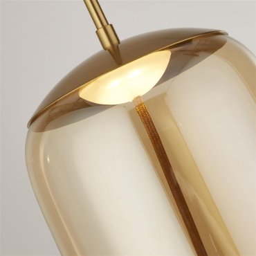 Searchlight Lisbon - hanglamp - Ø 18 x 150 cm - 6W LED incl. - satijn messing en amber