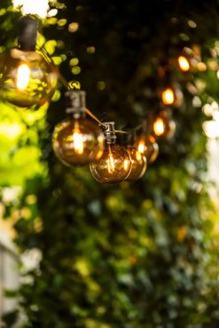Konstsmide - decoratieve party lichtset met dimfunctie en vervangbare LED - 4,5m lengte met 10m snoer - 10 LED lampen incl. - 7W - IP44 - zwart