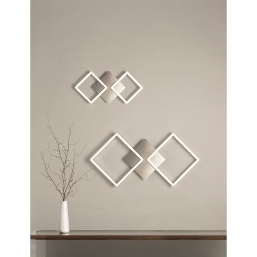 Searchlight Wall Art - wandverlichting - 47 x 23 cm - 18W LED incl. - wit en satijn zilver