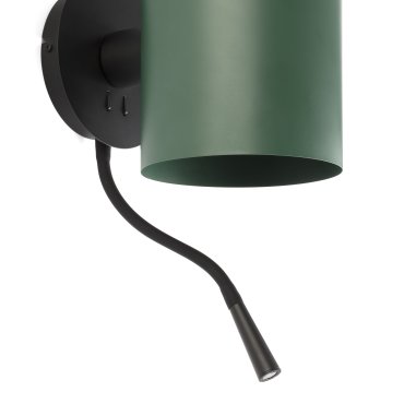 Faro Guadalupe - wandverlichting - 17 x 23,5 x 42 cm - 1W LED incl. - zwart en groen