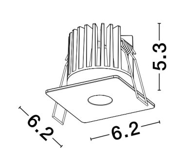 Nova Luce Ono - inbouwspot - 62 x 62 mm, Ø 50 mm inbouwmaat - 8W LED incl. - wit