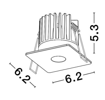 Nova Luce Ono - inbouwspot - 62 x 62 mm, Ø 50 mm inbouwmaat - 8W LED incl. - zwart