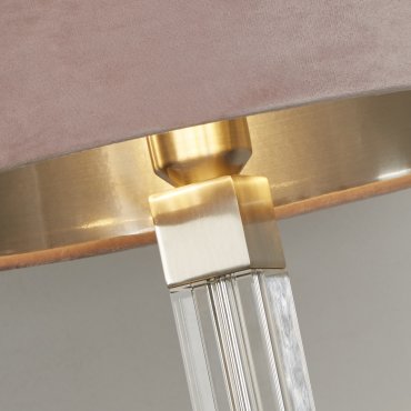Searchlight Scarborough - tafellamp - Ø 38 x 67 cm - satijn nikkel, zilver en roze